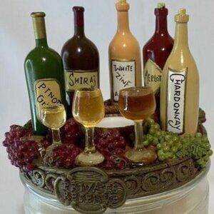 Old Virginia Candle Co Candle Capper Private Reserve Wine Bottles Glasses Grapes